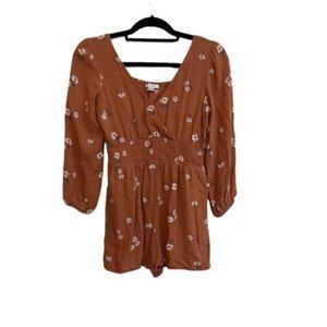 American Eagle Woman’s XS Orange Floral Romper Jumpsuit